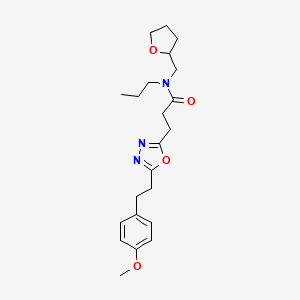 molecular formula C22H31N3O4 B4961955 3-{5-[2-(4-methoxyphenyl)ethyl]-1,3,4-oxadiazol-2-yl}-N-propyl-N-(tetrahydro-2-furanylmethyl)propanamide 