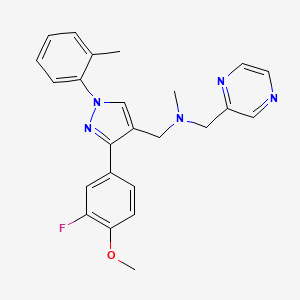 molecular formula C24H24FN5O B4961979 1-[3-(3-fluoro-4-methoxyphenyl)-1-(2-methylphenyl)-1H-pyrazol-4-yl]-N-methyl-N-(2-pyrazinylmethyl)methanamine 