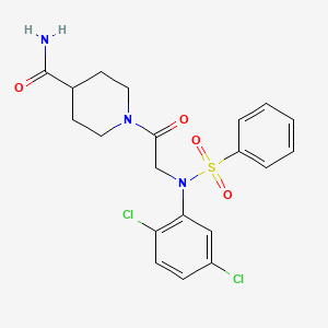 molecular formula C20H21Cl2N3O4S B4961992 1-[N-(2,5-dichlorophenyl)-N-(phenylsulfonyl)glycyl]-4-piperidinecarboxamide 