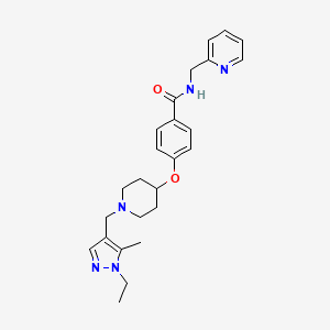 molecular formula C25H31N5O2 B4962066 4-({1-[(1-ethyl-5-methyl-1H-pyrazol-4-yl)methyl]-4-piperidinyl}oxy)-N-(2-pyridinylmethyl)benzamide 