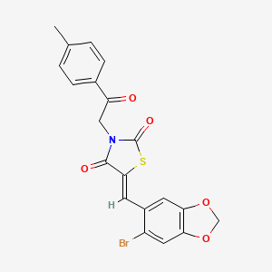 molecular formula C20H14BrNO5S B4962122 5-[(6-bromo-1,3-benzodioxol-5-yl)methylene]-3-[2-(4-methylphenyl)-2-oxoethyl]-1,3-thiazolidine-2,4-dione 