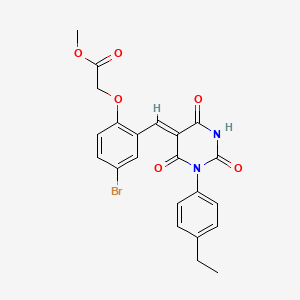 molecular formula C22H19BrN2O6 B4962124 methyl (4-bromo-2-{[1-(4-ethylphenyl)-2,4,6-trioxotetrahydro-5(2H)-pyrimidinylidene]methyl}phenoxy)acetate 