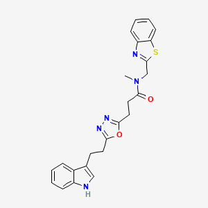 molecular formula C24H23N5O2S B4962140 N-(1,3-benzothiazol-2-ylmethyl)-3-{5-[2-(1H-indol-3-yl)ethyl]-1,3,4-oxadiazol-2-yl}-N-methylpropanamide 