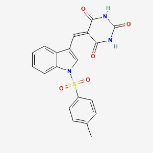 molecular formula C20H15N3O5S B4962217 5-({1-[(4-methylphenyl)sulfonyl]-1H-indol-3-yl}methylene)-2,4,6(1H,3H,5H)-pyrimidinetrione 