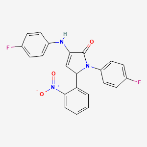 molecular formula C22H15F2N3O3 B4962279 1-(4-fluorophenyl)-3-[(4-fluorophenyl)amino]-5-(2-nitrophenyl)-1,5-dihydro-2H-pyrrol-2-one 