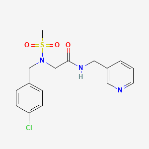 molecular formula C16H18ClN3O3S B4962348 N~2~-(4-chlorobenzyl)-N~2~-(methylsulfonyl)-N~1~-(3-pyridinylmethyl)glycinamide 