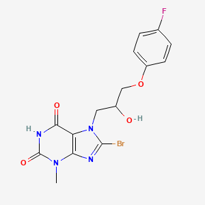 molecular formula C15H14BrFN4O4 B4962356 8-bromo-7-[3-(4-fluorophenoxy)-2-hydroxypropyl]-3-methyl-3,7-dihydro-1H-purine-2,6-dione 