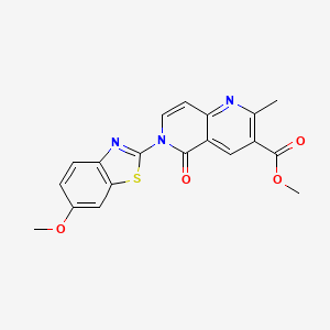 molecular formula C19H15N3O4S B4962360 methyl 6-(6-methoxy-1,3-benzothiazol-2-yl)-2-methyl-5-oxo-5,6-dihydro-1,6-naphthyridine-3-carboxylate 