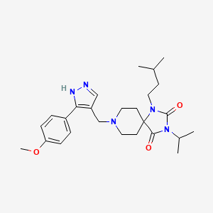 molecular formula C26H37N5O3 B4962372 3-isopropyl-8-{[3-(4-methoxyphenyl)-1H-pyrazol-4-yl]methyl}-1-(3-methylbutyl)-1,3,8-triazaspiro[4.5]decane-2,4-dione 