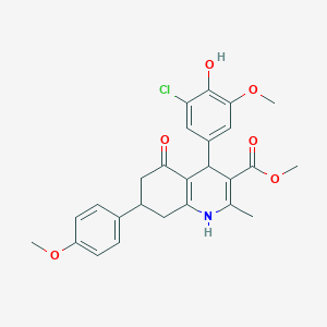 molecular formula C26H26ClNO6 B4962437 methyl 4-(3-chloro-4-hydroxy-5-methoxyphenyl)-7-(4-methoxyphenyl)-2-methyl-5-oxo-1,4,5,6,7,8-hexahydro-3-quinolinecarboxylate 