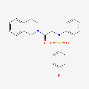 molecular formula C23H21FN2O3S B4962450 N-[2-(3,4-dihydro-2(1H)-isoquinolinyl)-2-oxoethyl]-4-fluoro-N-phenylbenzenesulfonamide 