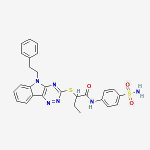 molecular formula C27H26N6O3S2 B4962465 N-[4-(aminosulfonyl)phenyl]-2-{[5-(2-phenylethyl)-5H-[1,2,4]triazino[5,6-b]indol-3-yl]thio}butanamide 