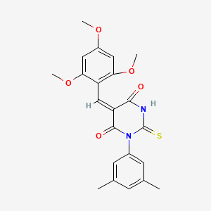 molecular formula C22H22N2O5S B4962474 1-(3,5-dimethylphenyl)-2-thioxo-5-(2,4,6-trimethoxybenzylidene)dihydro-4,6(1H,5H)-pyrimidinedione 