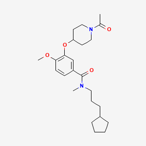 molecular formula C24H36N2O4 B4962483 3-[(1-acetyl-4-piperidinyl)oxy]-N-(3-cyclopentylpropyl)-4-methoxy-N-methylbenzamide 