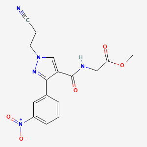 molecular formula C16H15N5O5 B4962513 methyl N-{[1-(2-cyanoethyl)-3-(3-nitrophenyl)-1H-pyrazol-4-yl]carbonyl}glycinate 