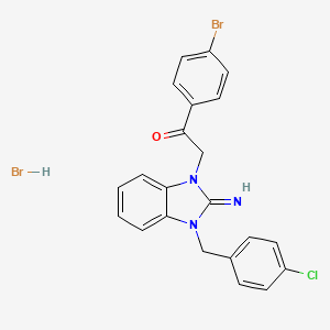 molecular formula C22H18Br2ClN3O B4962525 1-(4-bromophenyl)-2-[3-(4-chlorobenzyl)-2-imino-2,3-dihydro-1H-benzimidazol-1-yl]ethanone hydrobromide 