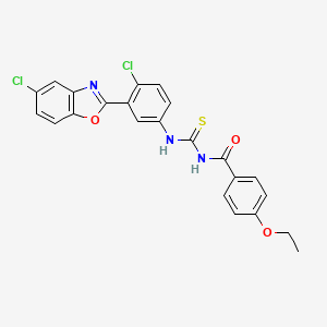 molecular formula C23H17Cl2N3O3S B4962562 N-({[4-chloro-3-(5-chloro-1,3-benzoxazol-2-yl)phenyl]amino}carbonothioyl)-4-ethoxybenzamide 