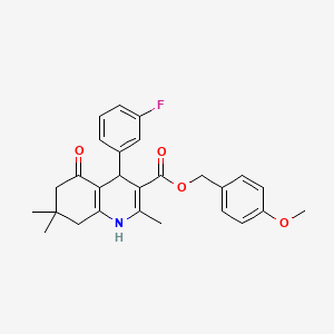 molecular formula C27H28FNO4 B4962564 4-methoxybenzyl 4-(3-fluorophenyl)-2,7,7-trimethyl-5-oxo-1,4,5,6,7,8-hexahydro-3-quinolinecarboxylate 