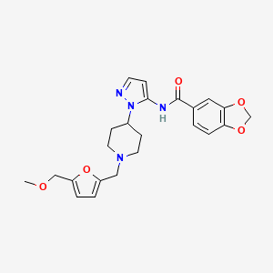 molecular formula C23H26N4O5 B4962618 N-[1-(1-{[5-(methoxymethyl)-2-furyl]methyl}-4-piperidinyl)-1H-pyrazol-5-yl]-1,3-benzodioxole-5-carboxamide 