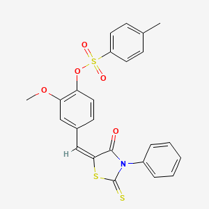 molecular formula C24H19NO5S3 B4962684 2-methoxy-4-[(4-oxo-3-phenyl-2-thioxo-1,3-thiazolidin-5-ylidene)methyl]phenyl 4-methylbenzenesulfonate 