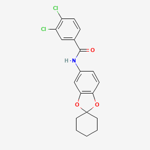 molecular formula C19H17Cl2NO3 B4962690 3,4-dichloro-N-spiro[1,3-benzodioxole-2,1'-cyclohexan]-5-ylbenzamide 