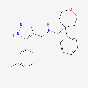 molecular formula C24H29N3O B4962723 1-[3-(3,4-dimethylphenyl)-1H-pyrazol-4-yl]-N-[(4-phenyltetrahydro-2H-pyran-4-yl)methyl]methanamine 