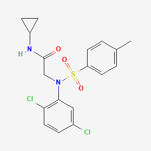 molecular formula C18H18Cl2N2O3S B4962724 N~1~-cyclopropyl-N~2~-(2,5-dichlorophenyl)-N~2~-[(4-methylphenyl)sulfonyl]glycinamide 