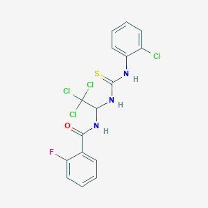 molecular formula C16H12Cl4FN3OS B4962770 2-fluoro-N-[2,2,2-trichloro-1-({[(2-chlorophenyl)amino]carbonothioyl}amino)ethyl]benzamide 
