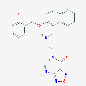 molecular formula C23H22FN5O3 B496279 4-amino-N-{2-[({2-[(2-fluorobenzyl)oxy]-1-naphthyl}methyl)amino]ethyl}-1,2,5-oxadiazole-3-carboxamide 