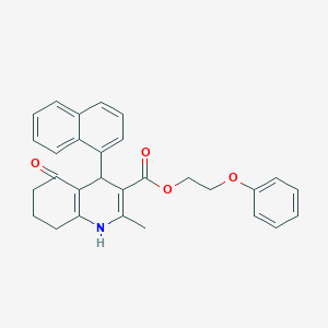 molecular formula C29H27NO4 B4962800 2-phenoxyethyl 2-methyl-4-(1-naphthyl)-5-oxo-1,4,5,6,7,8-hexahydro-3-quinolinecarboxylate 