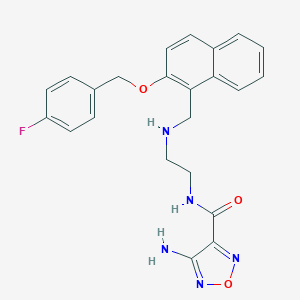 molecular formula C23H22FN5O3 B496281 4-amino-N-{2-[({2-[(4-fluorobenzyl)oxy]-1-naphthyl}methyl)amino]ethyl}-1,2,5-oxadiazole-3-carboxamide 