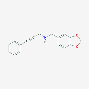molecular formula C17H15NO2 B496282 N-(1,3-benzodioxol-5-ylmethyl)-N-(3-phenyl-2-propynyl)amine 