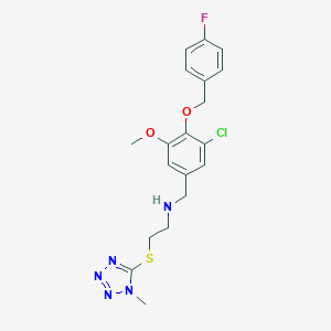 molecular formula C19H21ClFN5O2S B496283 N-{3-chloro-4-[(4-fluorobenzyl)oxy]-5-methoxybenzyl}-2-[(1-methyl-1H-tetrazol-5-yl)sulfanyl]ethanamine 