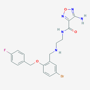 molecular formula C19H19BrFN5O3 B496285 4-amino-N-[2-({5-bromo-2-[(4-fluorobenzyl)oxy]benzyl}amino)ethyl]-1,2,5-oxadiazole-3-carboxamide 