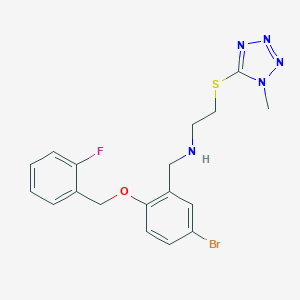 molecular formula C18H19BrFN5OS B496286 N-{5-bromo-2-[(2-fluorobenzyl)oxy]benzyl}-2-[(1-methyl-1H-tetrazol-5-yl)sulfanyl]ethanamine 