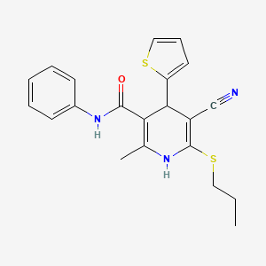 molecular formula C21H21N3OS2 B4962865 5-cyano-2-methyl-N-phenyl-6-(propylthio)-4-(2-thienyl)-1,4-dihydro-3-pyridinecarboxamide 