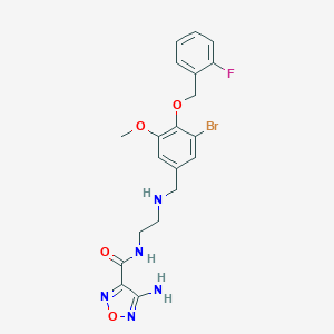 molecular formula C20H21BrFN5O4 B496288 4-amino-N-[2-({3-bromo-4-[(2-fluorobenzyl)oxy]-5-methoxybenzyl}amino)ethyl]-1,2,5-oxadiazole-3-carboxamide 