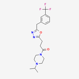 molecular formula C20H25F3N4O2 B4962891 1-isopropyl-4-(3-{5-[3-(trifluoromethyl)benzyl]-1,3,4-oxadiazol-2-yl}propanoyl)piperazine 