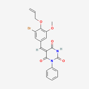 molecular formula C21H17BrN2O5 B4962913 5-[4-(allyloxy)-3-bromo-5-methoxybenzylidene]-1-phenyl-2,4,6(1H,3H,5H)-pyrimidinetrione 