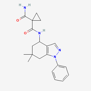 molecular formula C20H24N4O2 B4962920 N~1~-(6,6-dimethyl-1-phenyl-4,5,6,7-tetrahydro-1H-indazol-4-yl)-1,1-cyclopropanedicarboxamide 