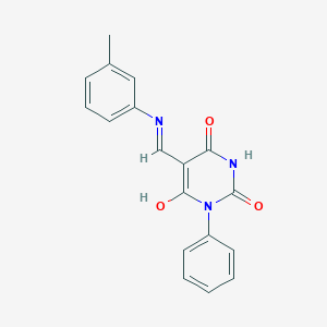 molecular formula C18H15N3O3 B4962948 5-{[(3-methylphenyl)amino]methylene}-1-phenyl-2,4,6(1H,3H,5H)-pyrimidinetrione 