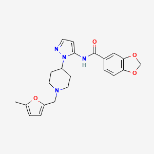 molecular formula C22H24N4O4 B4962952 N-(1-{1-[(5-methyl-2-furyl)methyl]-4-piperidinyl}-1H-pyrazol-5-yl)-1,3-benzodioxole-5-carboxamide 