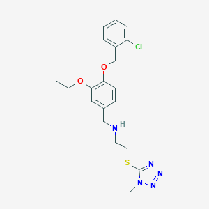 molecular formula C20H24ClN5O2S B496296 N-{4-[(2-chlorobenzyl)oxy]-3-ethoxybenzyl}-2-[(1-methyl-1H-tetrazol-5-yl)sulfanyl]ethanamine 