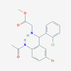 molecular formula C18H18BrClN2O3 B4963003 methyl N-[[2-(acetylamino)-5-bromophenyl](2-chlorophenyl)methyl]glycinate 