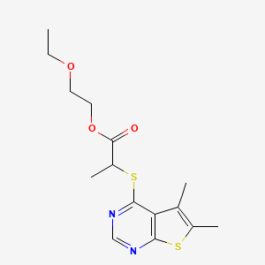 molecular formula C15H20N2O3S2 B4963012 2-ethoxyethyl 2-[(5,6-dimethylthieno[2,3-d]pyrimidin-4-yl)thio]propanoate 