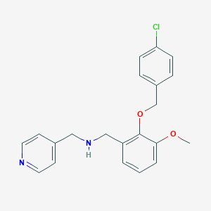 molecular formula C21H21ClN2O2 B496304 1-{2-[(4-chlorobenzyl)oxy]-3-methoxyphenyl}-N-(pyridin-4-ylmethyl)methanamine 