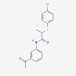 molecular formula C17H16ClNO2S B4963047 N-(3-acetylphenyl)-2-[(4-chlorophenyl)thio]propanamide 