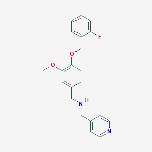 molecular formula C21H21FN2O2 B496308 N-{4-[(2-fluorobenzyl)oxy]-3-methoxybenzyl}-N-(4-pyridinylmethyl)amine 