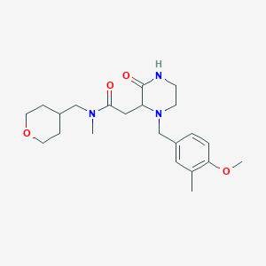 molecular formula C22H33N3O4 B4963150 2-[1-(4-methoxy-3-methylbenzyl)-3-oxo-2-piperazinyl]-N-methyl-N-(tetrahydro-2H-pyran-4-ylmethyl)acetamide 