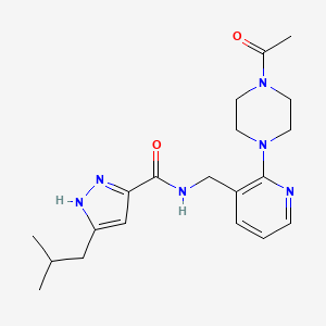 molecular formula C20H28N6O2 B4963157 N-{[2-(4-acetyl-1-piperazinyl)-3-pyridinyl]methyl}-3-isobutyl-1H-pyrazole-5-carboxamide 